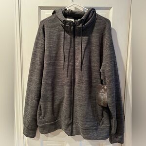 Cory Vines Mens Grey Athletic Zip-Up Hoodie (Large)